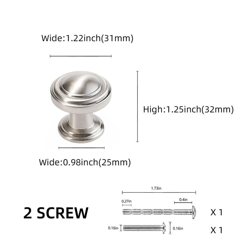 10 Pack Brushed Satin Nickel Kitchen Cabinet Knobs Solid Drawer Knobs Kitchen Cabinet Hardware Zinc Alloy Handles Drawer Knobs Dresser Handles Knob 10