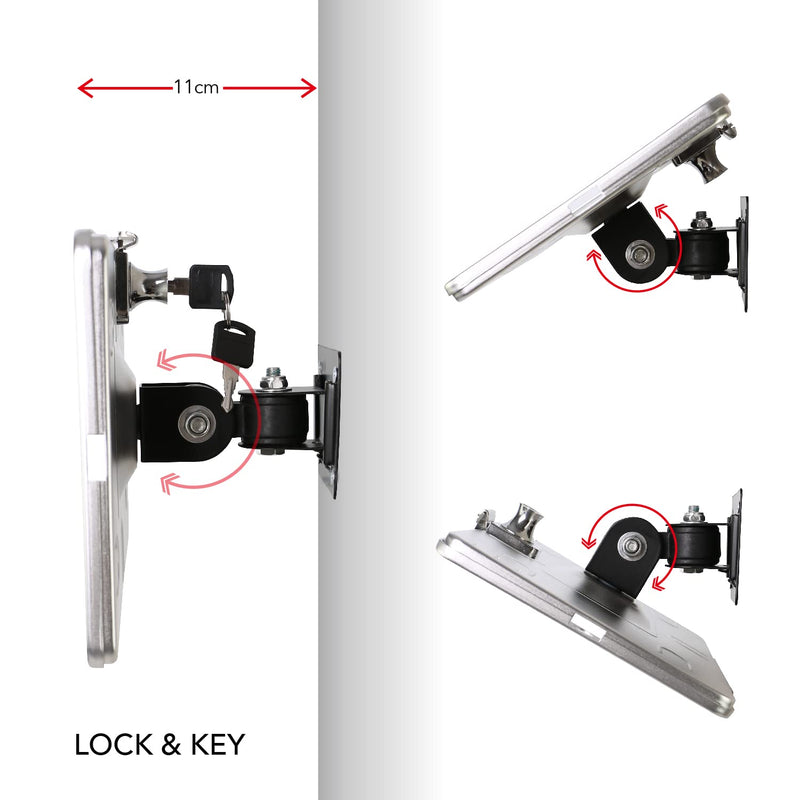 on Wall Mount Bracket for iPad 9.7"(6th,5th,Gen.), 9.7" Air1&2,9.7" Pro,Excluding 9.7"(1th,2th,3th,4th,Gen.),with Lock, Multi Angle,(Silver)