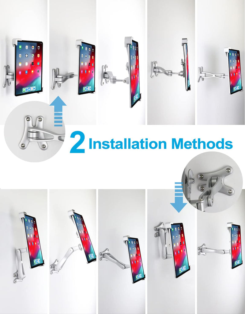 woleyi Anti-Theft Tablet Wall Mount Holder for 7-11" Tablets, Heavy Duty 360° Swivel Tablet Holder Stand with Security Lock and Key, Compatible with iPad Pro 9.7/10.5/11, Air, Mini, Galaxy Tabs