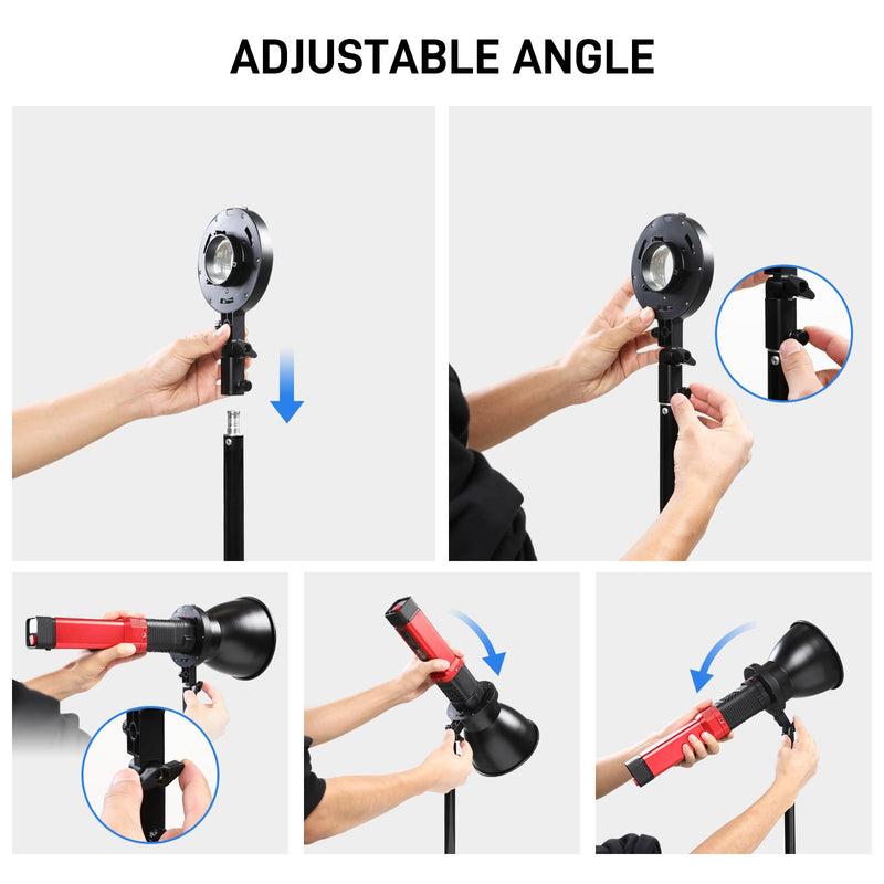 GVM Bowens Mount Adapter for PD60B PD60C PL60B PL60C, Updated Version Different Angles of Holder for Any Bowens Mount Accessories, Such as Softbox, Barndoor, Fresnel Lens