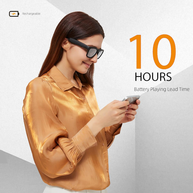 OhO Smart Glasses,Polarized Sunglasses with Bluetooth Speaker,Athletic/Outdoor UV Protection and Voice Control,Unisex(Grey Lens) Black Frame-black Lens (Color)