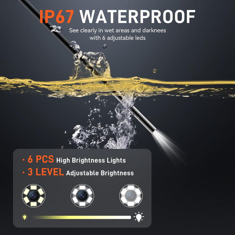 3.9mm Borescope Camera with Light, 5" Industrial Endoscope Camera | 3.9mm Ultra-Thin Probe, 5FT Semi-Rigid Snake, Built-In LED Flashlight for Engine, Automotive, Aircraft, Wall, Pipe Inspection