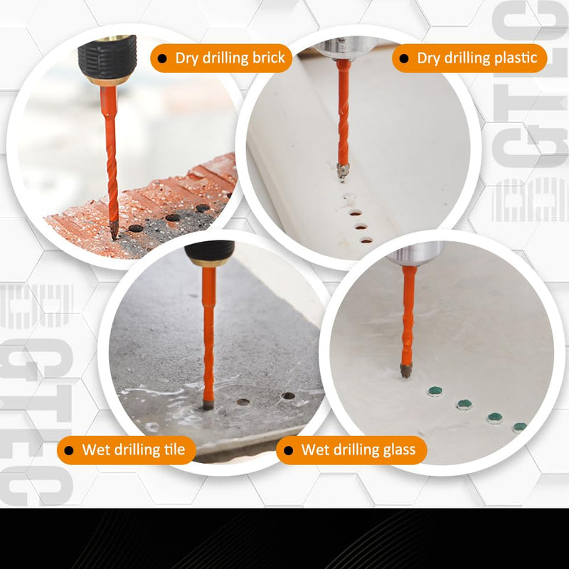 BGTEC Serrated Carbide Masonry Drill Bit Set - 10PCS 3/4/5 * 2/6 * 2/8 * 2/10/12MM Wood Drill Bits with a Quick Release Bit Holder for Wood Plastic Masonry Brick Tile Glass Concrete Marble 3/4/5*2/6*2/8*2/10/12mm 10
