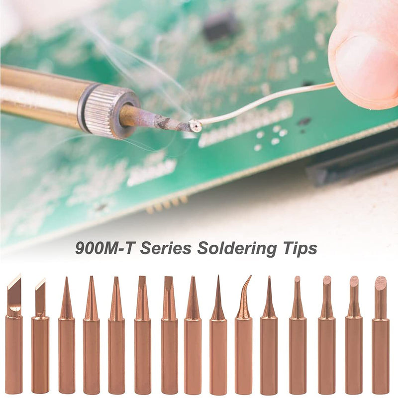 Saipor 15 pieces pure copper soldering tips set 900 m soldering tip replacement lead-free soldering station tool for Hakko, TENMA, ATTEN, Quick, Aoyue, Yihua soldering iron