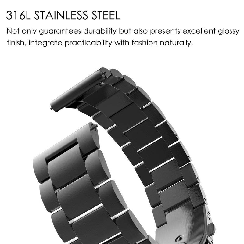 Fintie Metal Band Compatible with Garmin Vivoactive 4 45mm, Garmin Venu 3, Venu 2 45mm, Forerunner 255 46mm, 22mm Quick Release Stainless Steel Metal Strap Accessories Black