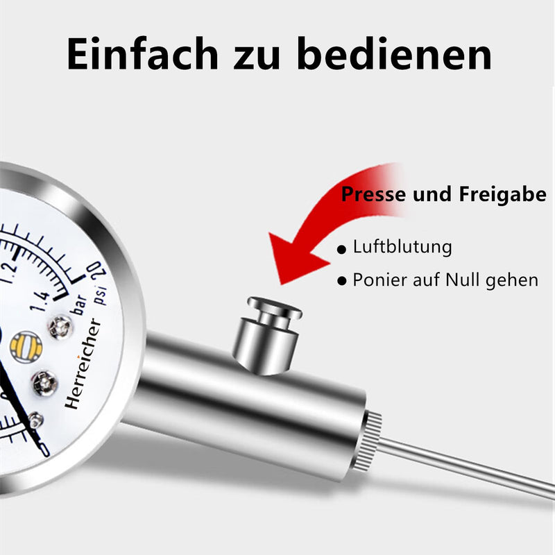 Precision Ball Pressure Gauge Professional Air Pressure Gauge for Football, Basketball, Volleyball & Rugby - Robust Metal Casing, Clear Display (0-20 PSI/0-1.4 Bar) - Includes Needle for All Ball Valves