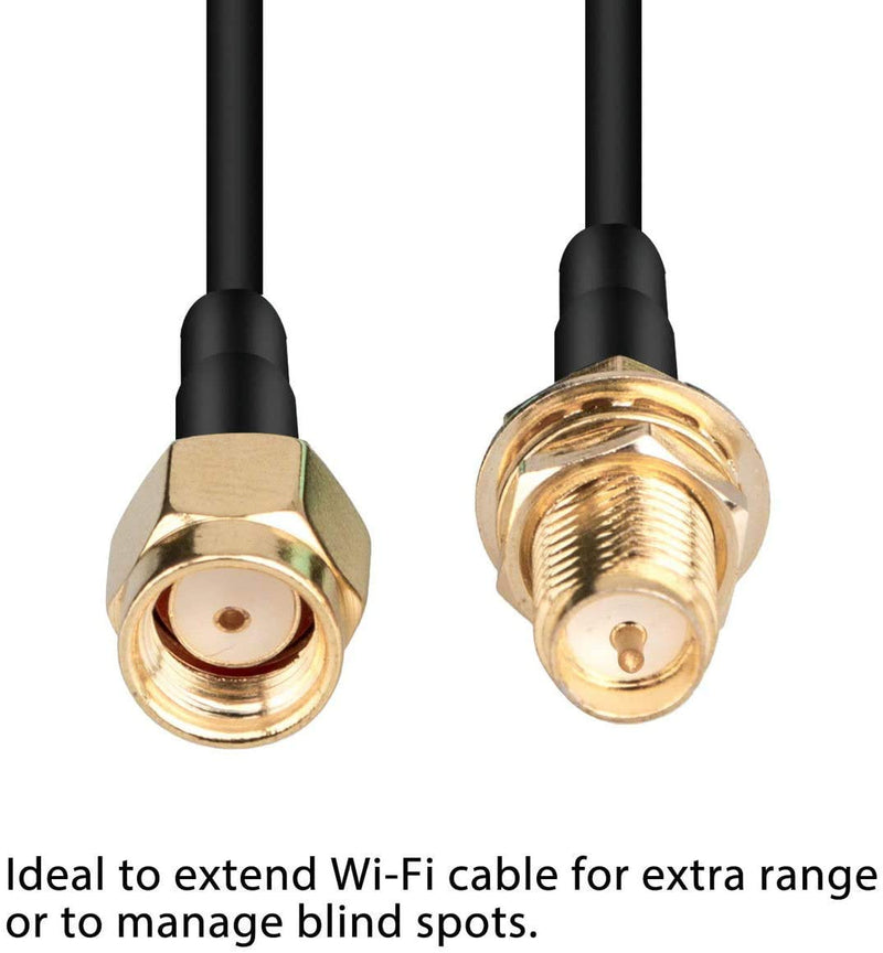 5-Pack 10ft WiFi Antenna Extension Coaxial Cable RP-SMA Male to RP-SMA Female for WiFi LAN WAN Router Bridge Antenna Security IP Camera Signal Booster Repeater Wireless Network Card Adapter