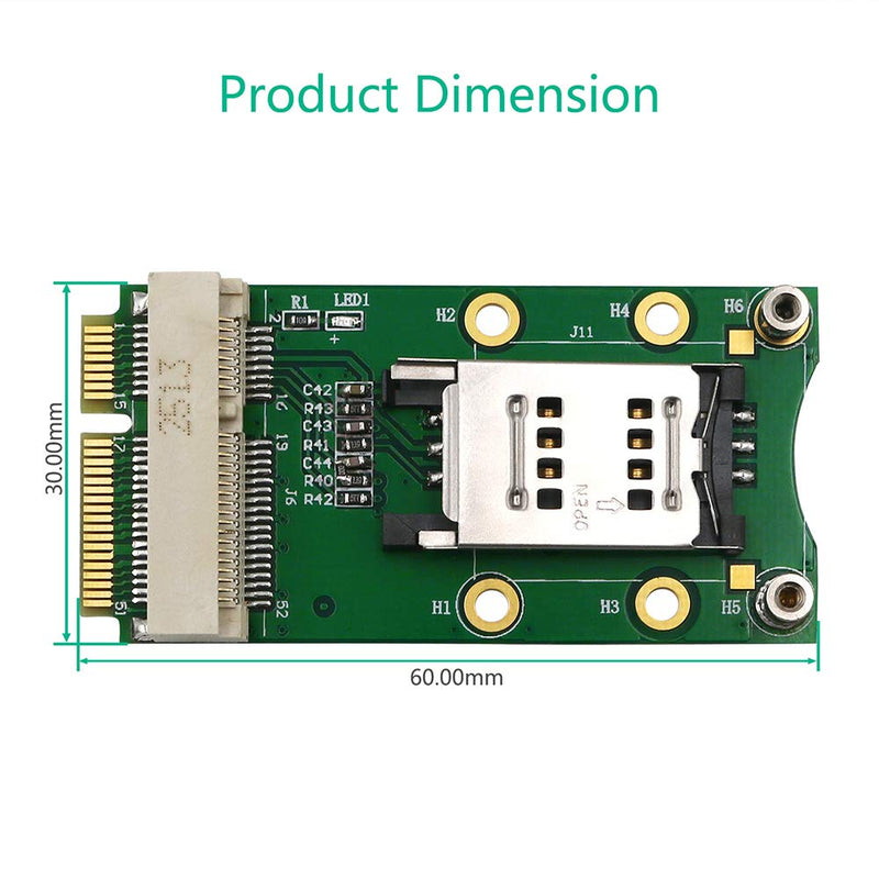 HLT Mini PCI-E Adapter with SIM Card Slot for Module to Motherboard Mini PCI-E Interface