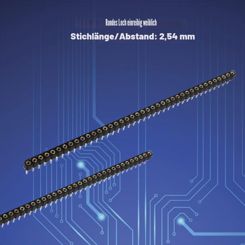 Nikou Pack of 5 1 x 40P 2.54 mm Round Hole Female Header Tin Single Row 40 Pin PCB IC Crystal Socket Connector for Circuit Boards, Circuit Experiments