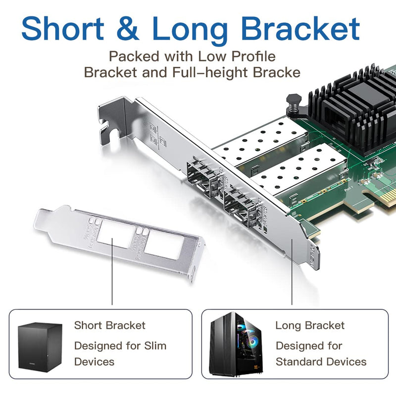 H!Fiber 10Gb SFP+ PCI-E Network Card NIC, with Intel 82599ES Chip, Dual SFP+ Ports, Compare to Intel X520-DA2 (E10G42BTDA), PCIe X8, Ethernet LAN Network Adapter Support Windows/Linux/VMware X520-10G-2S(2xSFP+)