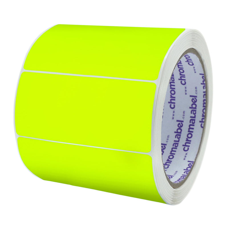 ChromaLabel 2 x 4 inch Permanent Color Code Rectangle Labels, 250 Stickers per Roll, Fluorescent Yellow