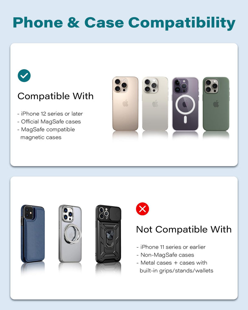 Cup Holder Charger Mount for Magsafe, Wireless Magnetic Car Mount Charger with Heat Dissipation System, Fast Charging Phone Holder for iPhone 17 16 15 14 13 Pro Max Mini [with QC 3.0 Adapter]