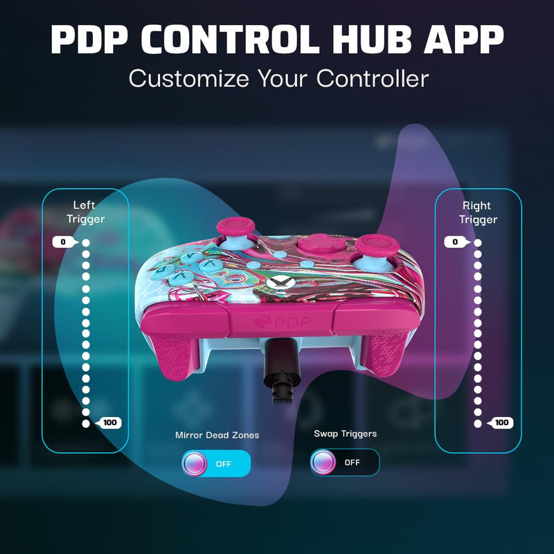 PDP Gaming REMATCH GLOW Enhanced Wired Controller Licensed for Xbox Series X|S/Xbox One/PC/Windows, Mappable Back Buttons, Advanced Customizable App - Android Dreams (Glow in the Dark) Android Dreams (Glow in the Dark)