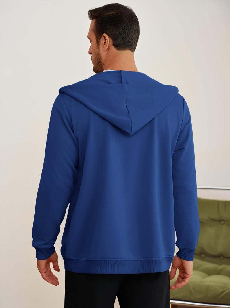 Runcati Mens Dialysis Sweatshirts Full Zip Lightweight Hemodialysis Jacket Warm Hoodie Sweatshirt with Arm Zipper Navy X-Large