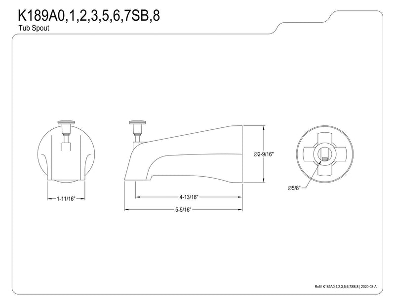 Kingston Brass K189A5 Designer Trimscape Showerscape Zinc Tub Spout with Diverter for KB3635 Series, Oil Rubbed Bronze