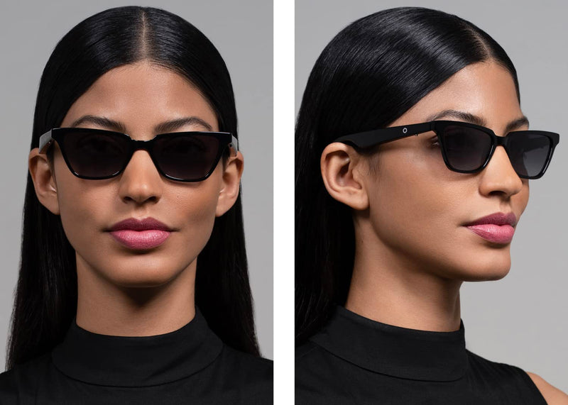 Lucyd - Smart Glasses w/UV Protection for Women - Open Ear, Noise Canceling Wireless Mics, Compatible with Voice Assistants – Nebula Black Gradient Polarized Lens
