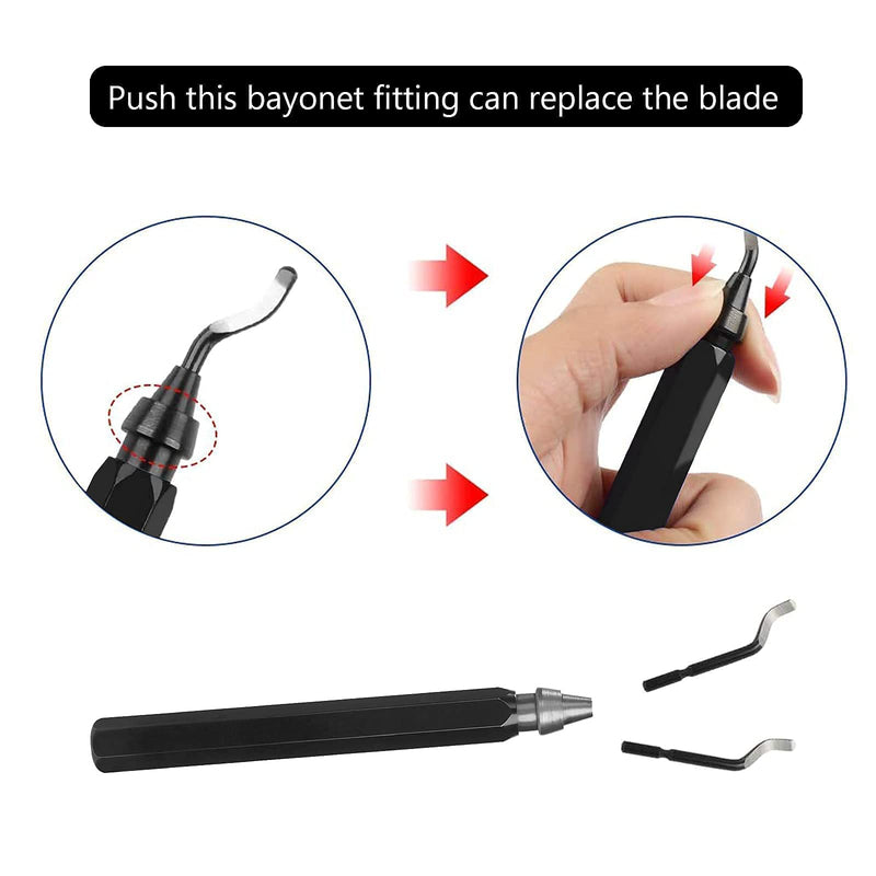 Deburring tool with 10 blades, metal handle, hand deburring tool, 3D printer accessories, deburring for plastic, metal, stainless steel, 11 pieces