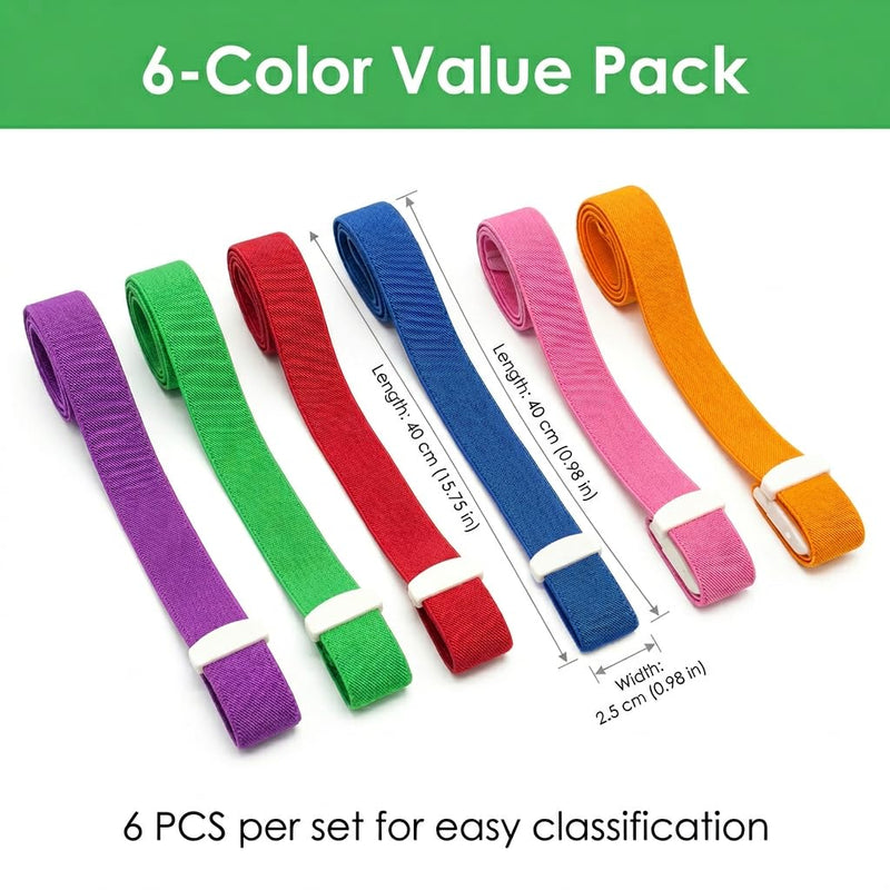 Pack of 6 Storage Tubes, Blood Collection Set, Vein Congestion Tourniquet for First Aid, Elastic Dust Band with Buckle, Quick Release for Practice and Outdoor Use (Red, Orange, Pink, Green, Purple