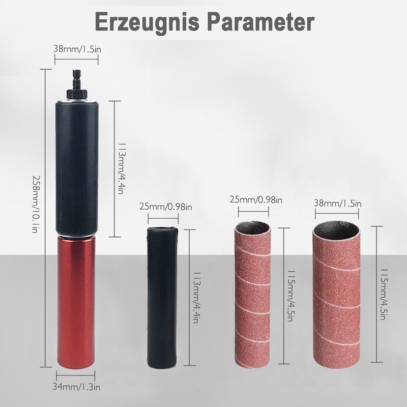 Handheld Rubber Grinding Drum, 1.5 Drill Grinding Mandrel Spindle Grinder Adapter for Drills and Drills, 10 Pieces Spindle Grinder Sleeves Drive Spindle Sander