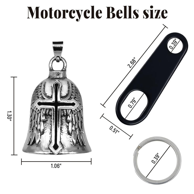 Motorcycle Bell Guardian Angel Motorcycle Accessories Spirit Bells for Good Luck Good Luck Keychain & Drive Safe Pendant Accessories For Bikers Riders Pets for Men Women Guard riding safety