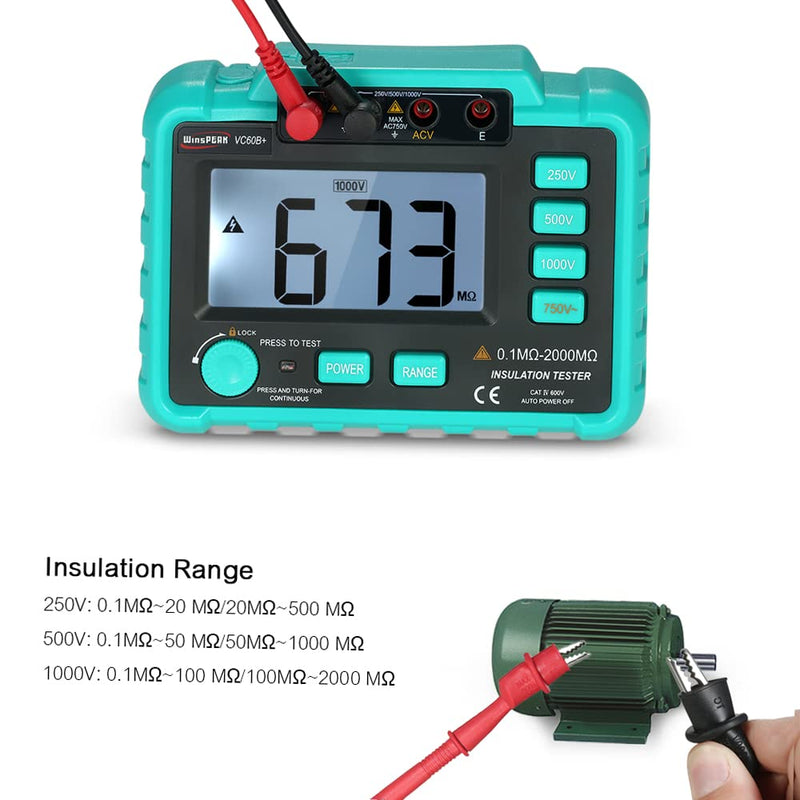 VISLONE VC60B+ LCD Digital Insulation Resistance Tester Megohm Meter Megohmmeter DC250V/500V/1000V AC750V