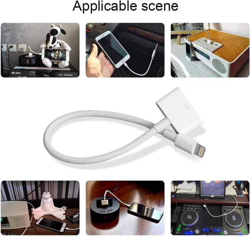 Lightning to 30-Pin Adapter, iPhone Charging Data Sync Connector Cable 8-Pin Male to 30-Pin Female Output Adapter Compatible iPhone 14/13/12/11/X/8/7/6/5/4S/4/3/3G/iPad/iPod(0.2 m)