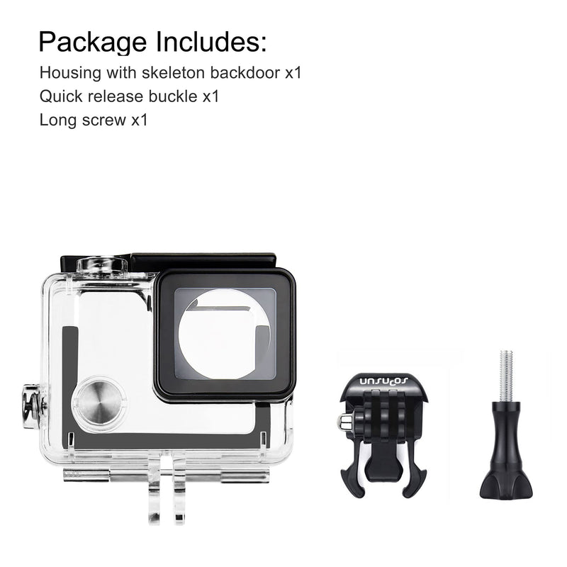 SOONSUN Side Open Protective Skeleton Housing Case for GoPro Hero 4 Black, Hero 4 Silver, Hero 3+, Hero 3 Cameras – LCD Screen Touchable and Charging without Removing The Housing Case