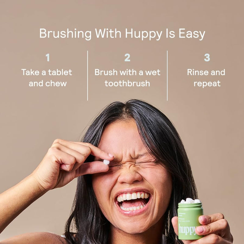 Huppy Toothpaste Tablets, Nano Hydroxyapatite, Fluoride Free and Plastic Free, Natural Whitening, Remineralizing, SLS Free, Bulk Supply, Peppermint Flavor (248 Count) 4 Month Refill (No Refillable Tin)