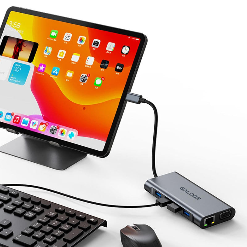 USB C Laptop Docking Station 11 in 1 Type-C Hub with HDMI,Ethernet,4 USB,VGA,SD TF Card Reader,Audio,PD Compatible with iPhone16/MacBook/Dell/Surface/HP/Lenovo and Other Type C Laptops