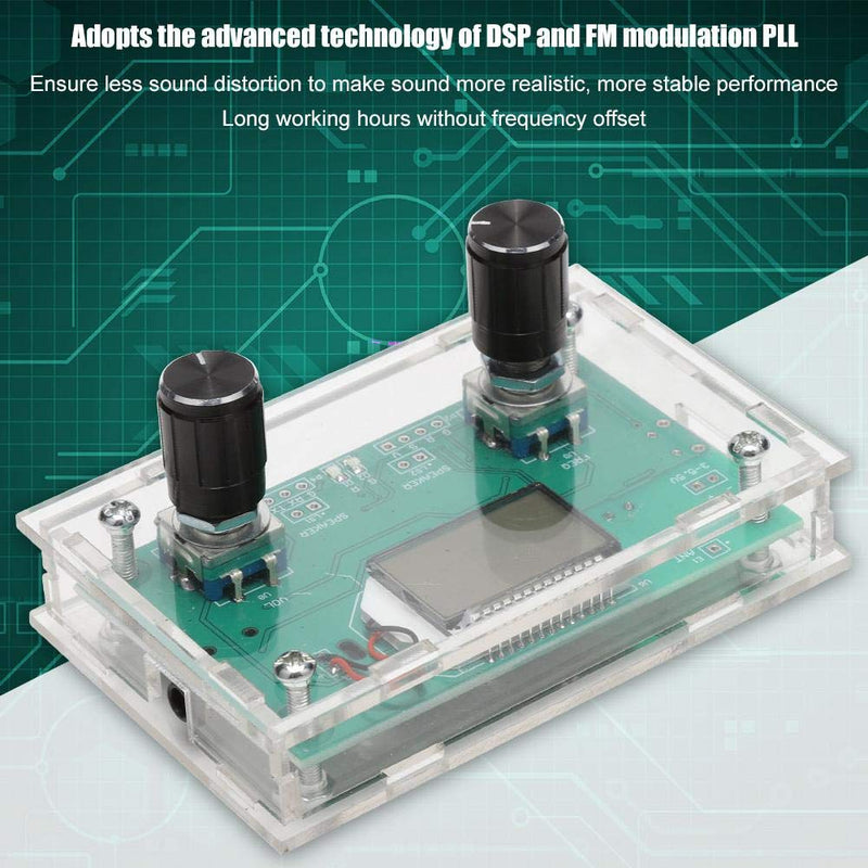 FM Modulator,DSP & PLL Digital Stereo Frequency Modulation Low Power Consumption Less Sound Distortion FM Radio Receiver Module with Acrylic Shell