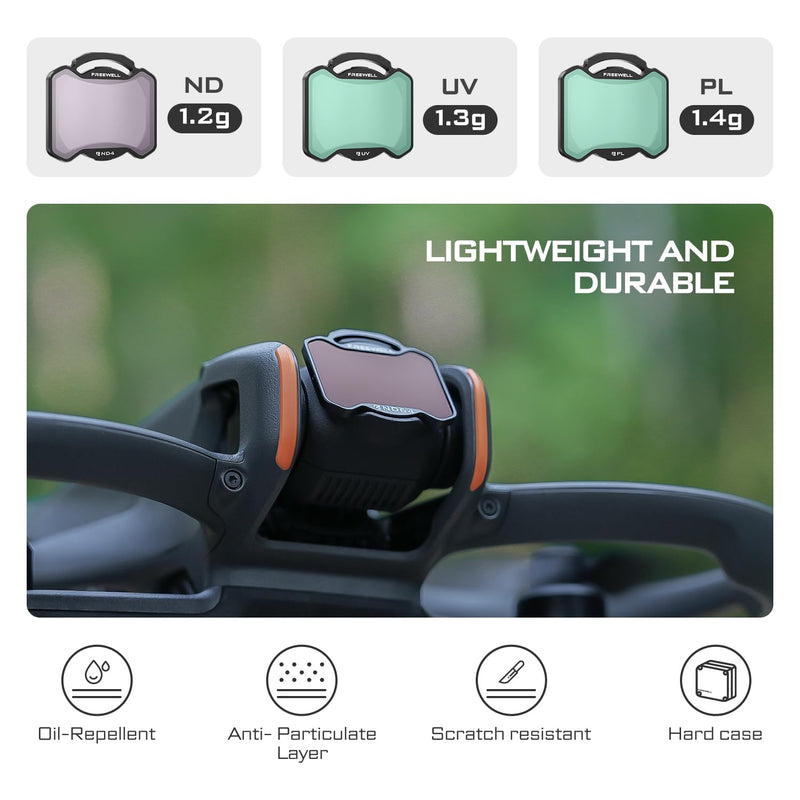 Freewell Standard Day 4Pack ND8, ND16, ND32, ND64 Filters for Avata 2: Enhance Your Aerial Photography Standard Day Kit