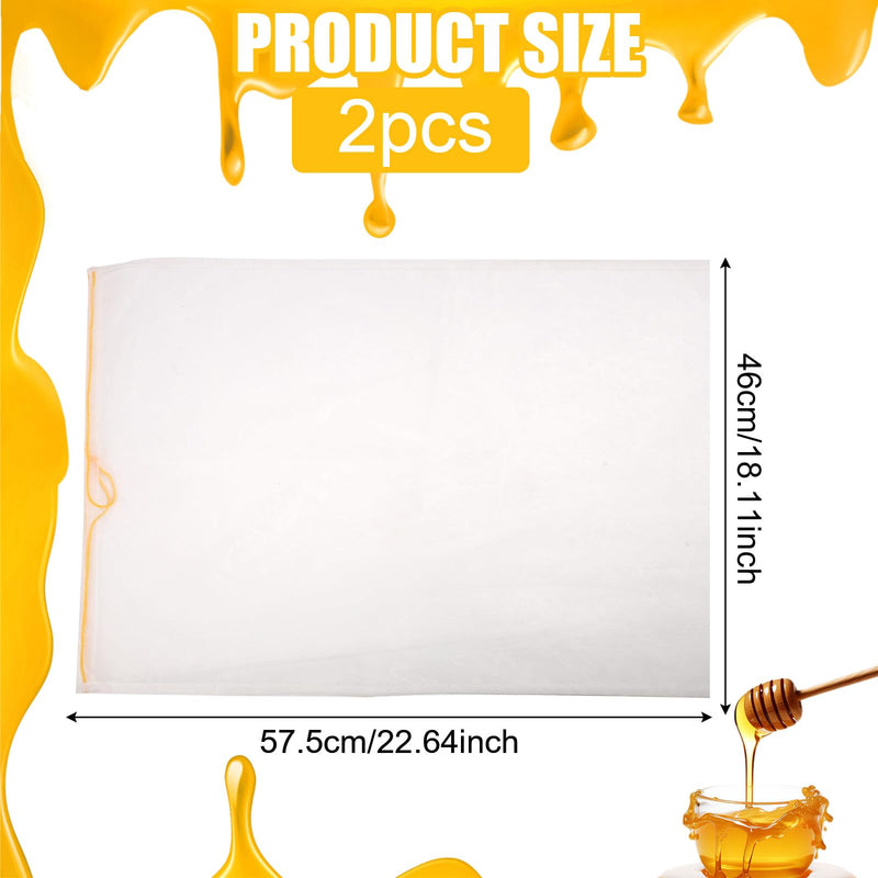 PEUTIER Pack of 2 Honey Filter Bags, 57.5 x 46 cm, Fine Mesh Nylon Strainer Bag with Adjustable Drawstring, Reusable Honey Filter Cloth, Nut Milk Bag, Beekeeping Supplies for Beginners for Farmers