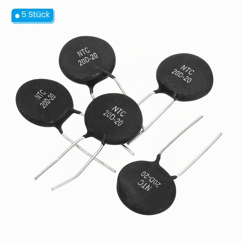 PATIKIL NTC Thermistors Resistors 20 Ohm NTC20D-20 Black 5Pcs | Highly sensitive current limiter temperature sensor for measuring temperature