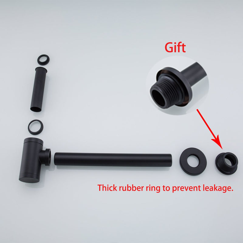 RANDOM Brass Contemporary Round Bottle P Trap 1 1/4,Basin Sink Waste Drain P Trap Kit (Matte Black) Matte Black