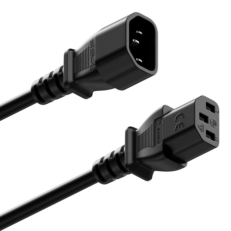 deleyCON 1 m IEC C13 to C14 Extension Cable Black | Power Cable Power Extension Straight C13 Male to C14 Female for Home Appliances, PC, Monitor, Projector and Printers