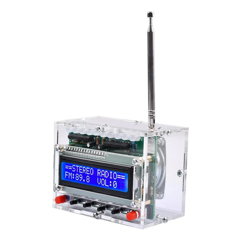 PZMYJB FM Radio Kits Soldering Project Kit with LED Flashing Lights, Adjustable Electronics DIY FM 87-108MHz LCD Display Digital Radio Module Soldering Practice Kits for Training Learning