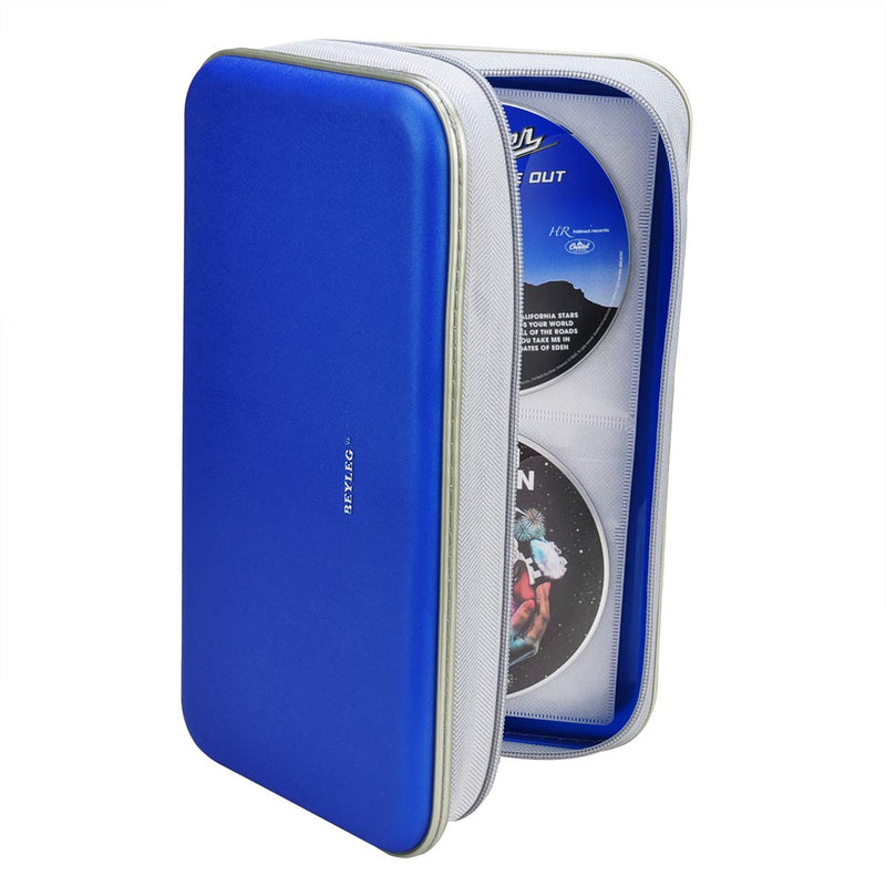 CD DVD Wallet, Wismart 96 Capacity Heavy Duty Sturdy DVD Storage Hard shell CD Disk Holder DVD Case VCD Wallets Blu-ray Media Case Storage Holder Organizer Wallet,96 Capacity (Blue) Blue