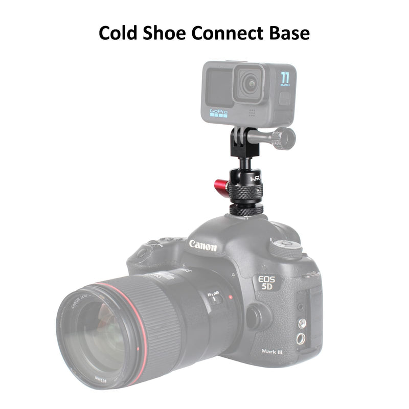 HSU Cold Shoe Mount Adapter, Aluminum 1/4”-20 Screw Hole 360° Rotation Camera Tripod Mount for GoPro Hero 13/12/11/10/9/8/7/DJI Osmo Action, Applicable for Tripod Selfie Stick and DSLR Camera Flash