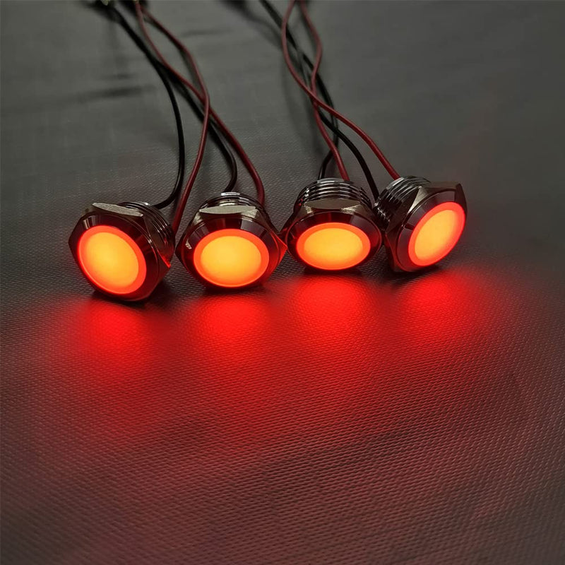 Formed 4pcs 110V-230V 20mA Energy Saving Indicator, Metal Indicator Lamp, Waterproof Signal Lamp, Hole Size 16mm, Red LED (Spherical Surface Head) Red 110-230V