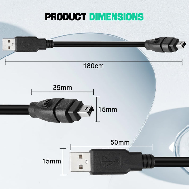 LBSC USB 2.0 Male to IEEE 1394 4Pin Male iLink Adapter Convertor Cable Cord Firewire to USB for DCR-TRV75E DV
