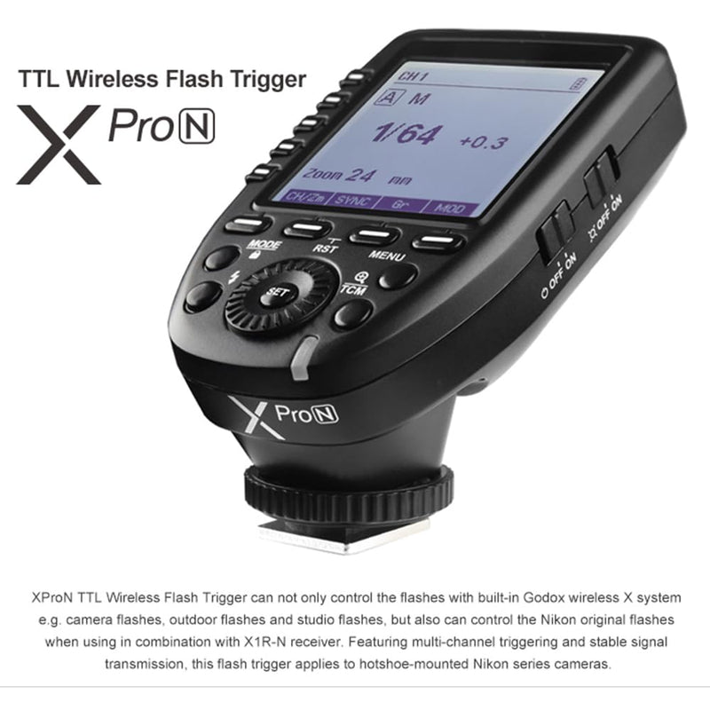 Godox XPro TTL Wireless Trigger,1/8000s High-Speed-Sync,5 Dedicated Group Bottons and 11 Customizable Functions (XPro-N Compatible with Nikon)