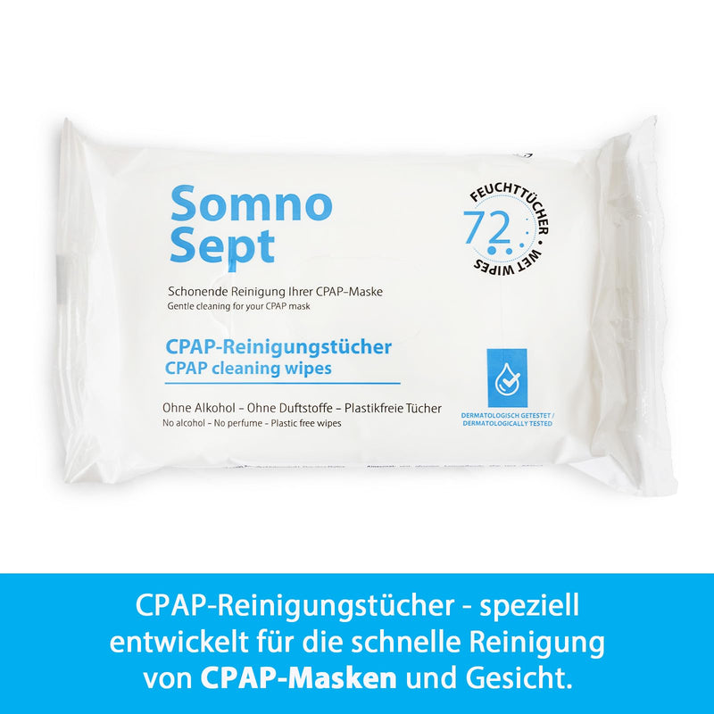 CPAP Cleaning Kit (SomnoSept 400 ml, SomnoSept Cleaning Cloths 72 Pieces, Oxyhero Brush 19 mm) - High Quality All-Round Carefree Cleaning Package Mit 19 mm Bürste