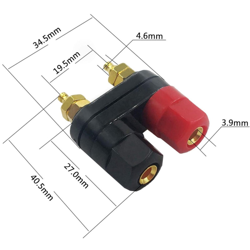 2Pcs Banana Plug Jack 2-Way Gold Plated Terminal Binding Post Power Amplifier Insulated