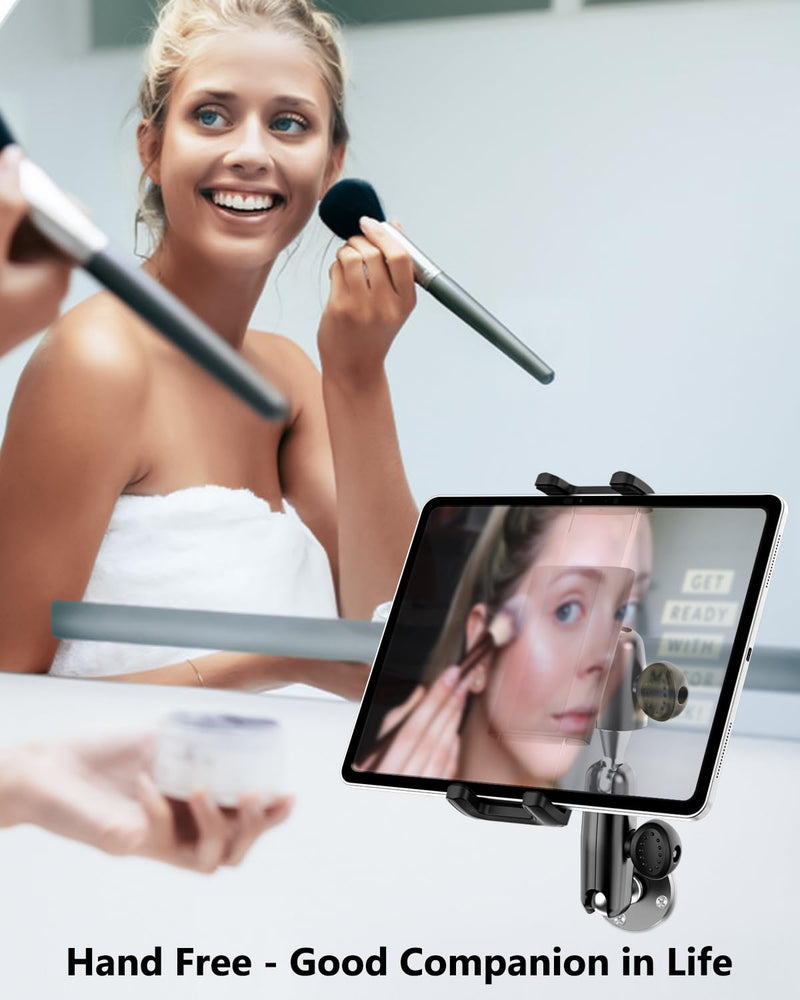 Bathroom Tablet Wall Holder, [Retractable & Rotatable Arm] Sturdy Tablet Wall Mount, Heavy Duty Soak Wall Stand for iPad Pro 13 12.9 Air Mini, Galexy Tab/Z Fold, iPhone, 4-13" Tablets