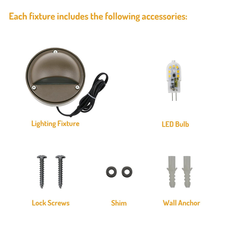 Lumina Lighting® 2W LED Deck Lights (2 Pack) | Low Voltage Landscape Lighting Waterproof - 12V 3000K Outdoor Patio Step Deck Lighting | Replaceable G4 LED Bulb Included (Bronze)