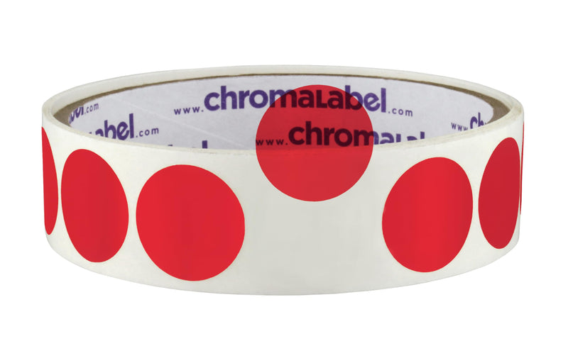 ChromaLabel 0.75 Inch Permanent Col-R-Lock Translucent Color Code Dot Stickers, 100 Labels per Roll, Red