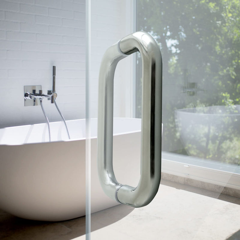 CKB 6" Shower Door Handle, Compatible with 1/4" to 1/2" Glass Thick, Stainless Steel Back to Back Glass Door Pull for Frameless, Chrome 6" (Hole to Hole)
