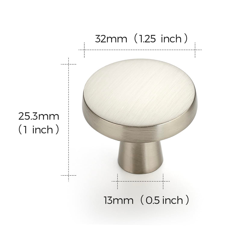 Ravinte 10 Pack Solid Single Hole Kitchen Round Cabinet Knobs Brushed Nickel Pulls Drawer Knobs Kitchen Cabinet Hardware Handles