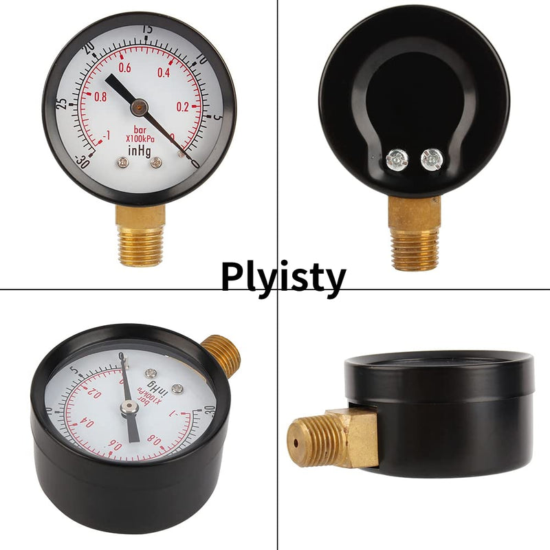Vacuum pressure gauge, vacuum gauge 2 inch for air compressor water oil gas 1/4" NPT lower bracket MF,0～-30inHg 0～-1bar universal vacuum pressure gauge with 50 diameters 1/4 NPT