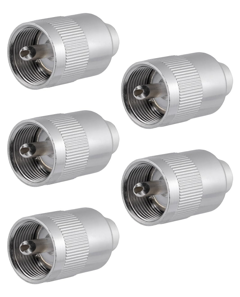 Vecys 5pcs PL259 UHF Male Connector 50 Ohm PL259 Male Plug Crimp RF Coaxial Plug Adapter for RG58 VLMR195 RG142 RG400 Low Loss Coaxial Cable PL259 for RG58/RG400